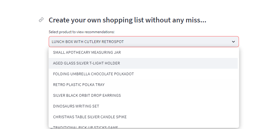 User selecting a product